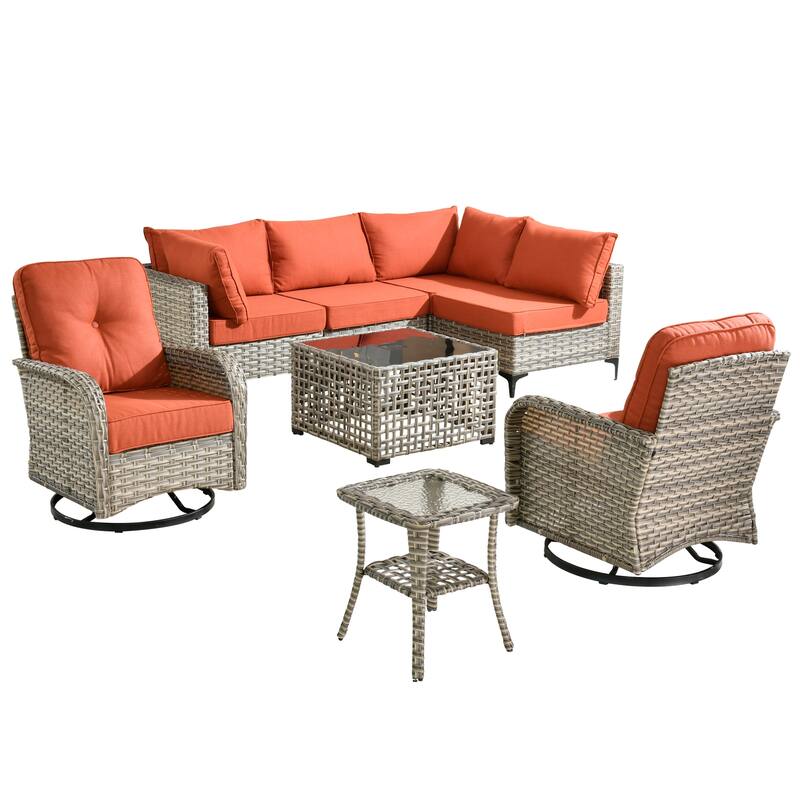 XIZZI 8-piece Patio Furniture Sectional Set with Swivel Chair
