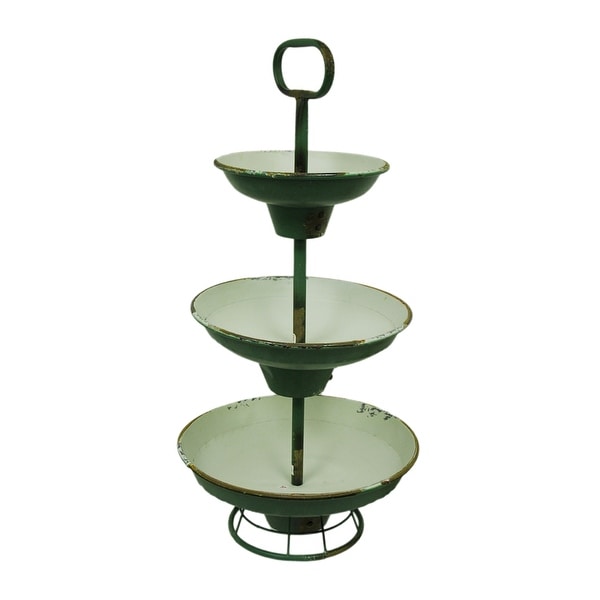 Green And White Rustic Metal 3 Tier Tray Stand On Free Green And White Rustic Metal 3 Tier Tray Stand