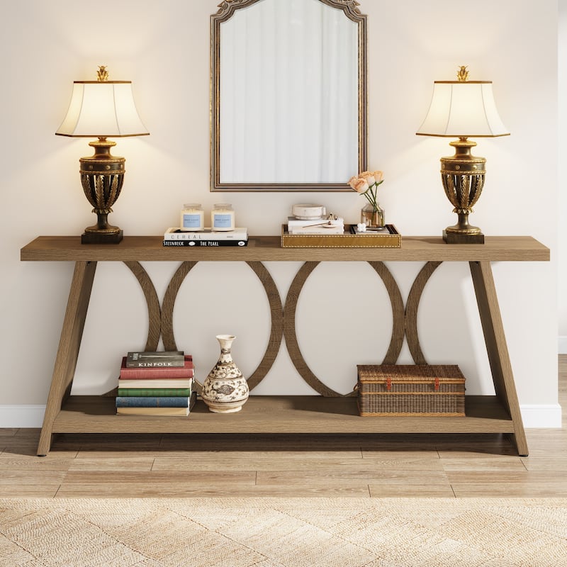 70.8 Inches Rustic Console Table with Storage Shelf for Entryway - 11.61" W x 70.8" L x 31.49"H