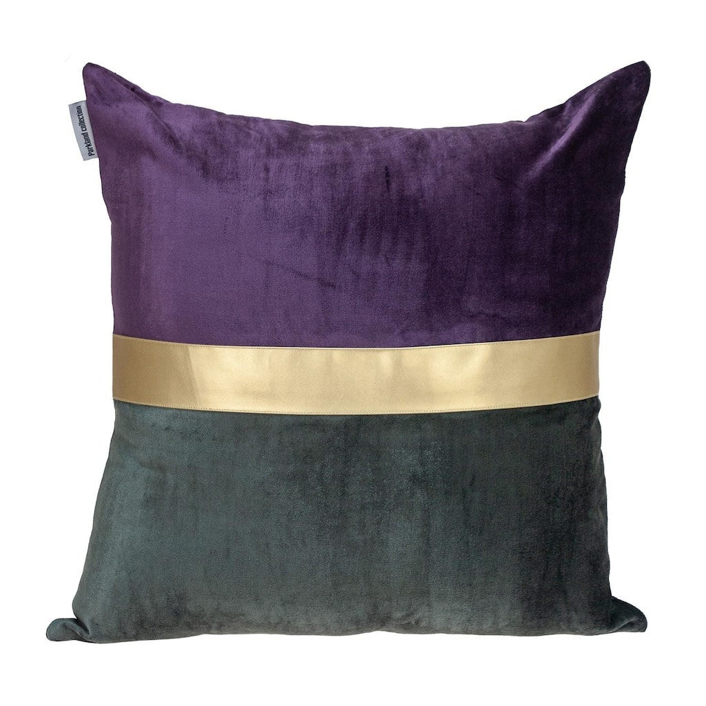 Dark Grey Gold and Purple Tufted Velvet Square Pillow