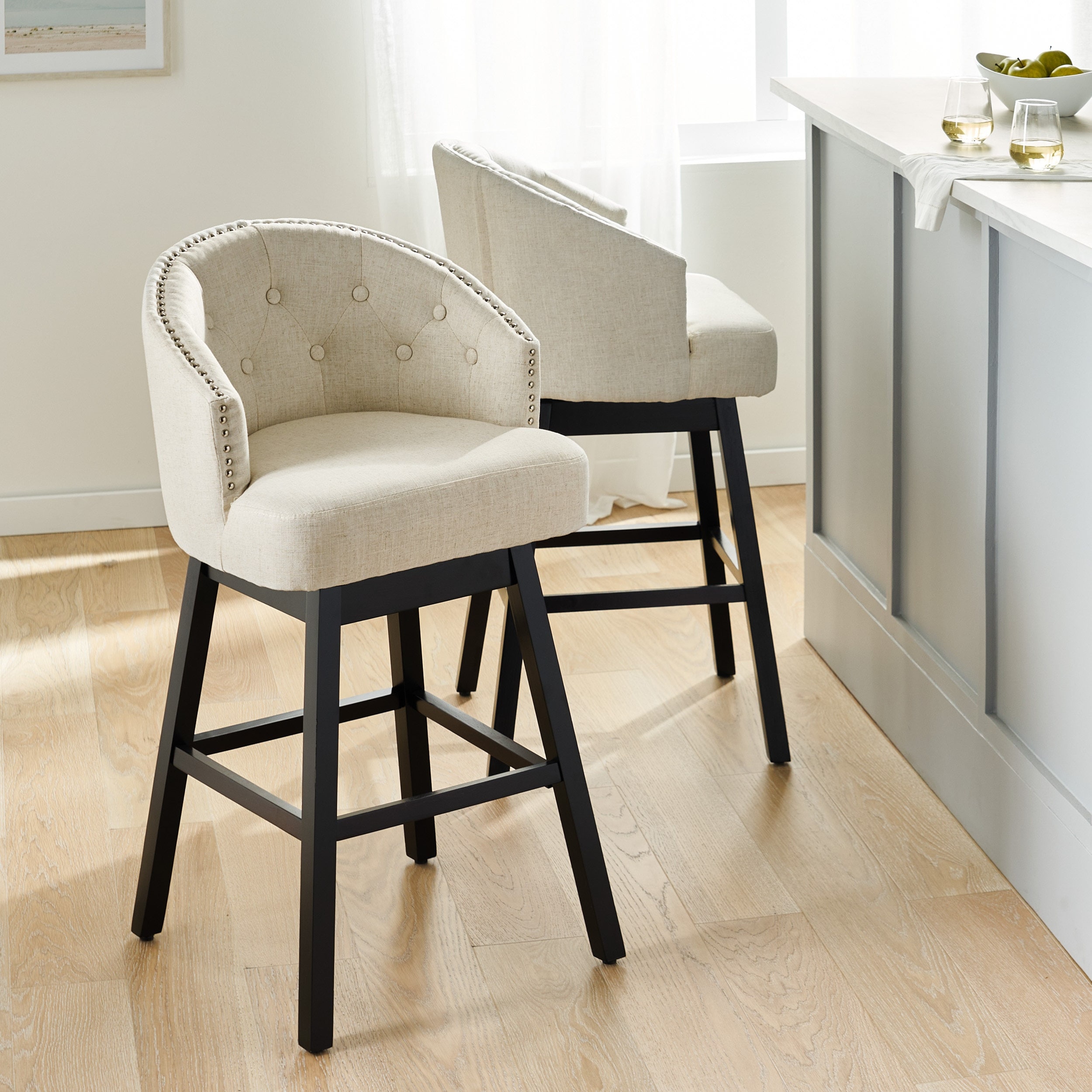 Beige swivel online bar stools