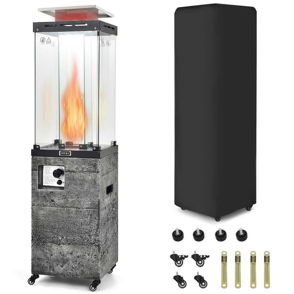 Gymax 41,000 BTU Propane Patio Heater Glass Tube Standing Gas Heater