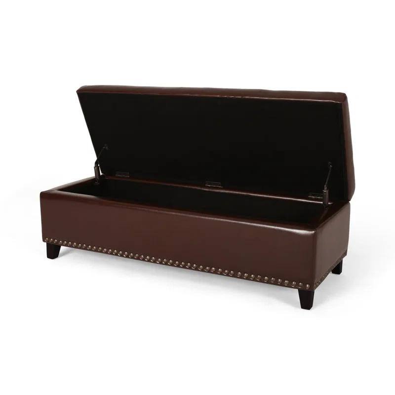 51" Large Storage Ottoman Bench with Hinged Lid, Upholstered Bench Footrest with Hidden Storage for Living Room, Bedroom