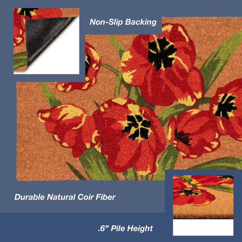 Liora Manne Natura Red Tulips Outdoor Mat