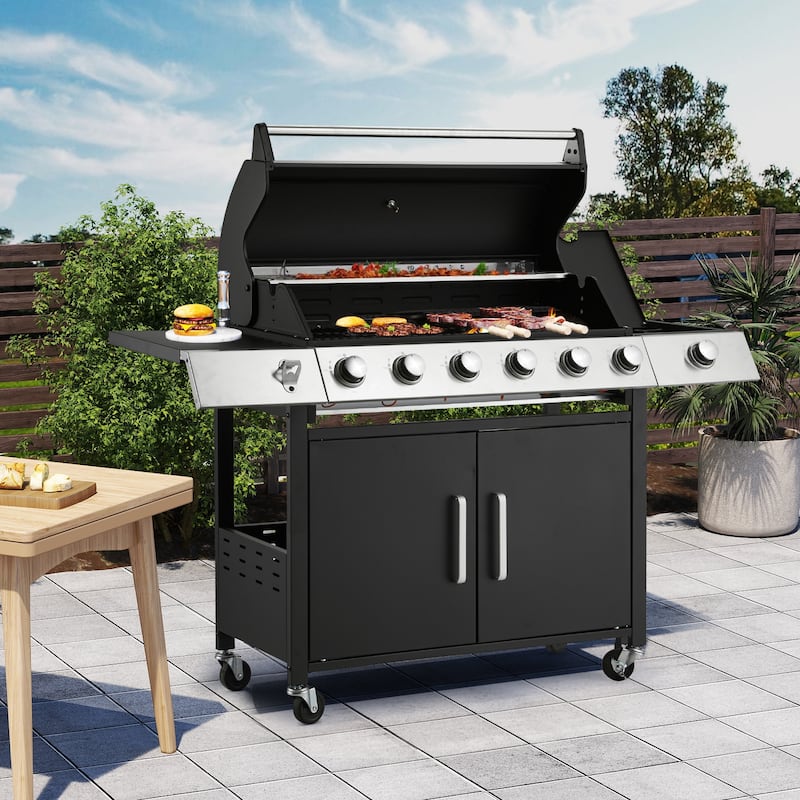 3-Burner Propane Grill with Side Burner, Locking Wheels, 395 Sq. In. Cooking Area, 36,000 BTU