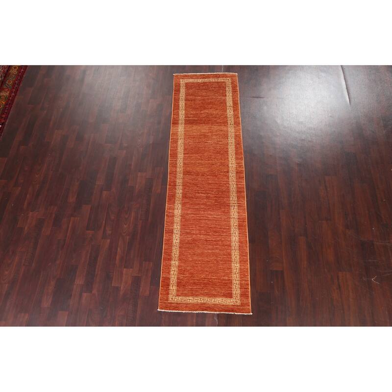 Orange Gabbeh Kashkoli Oriental Runner Rug Hand-knotted Wool Carpet - 2'7" x 9'2"