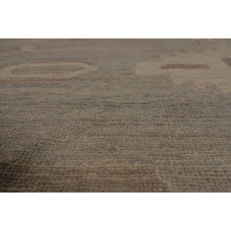 Vegetable Dye Floral Oushak Turkish Rug Handmade Wool Carpet - 9'10"x 14'3"