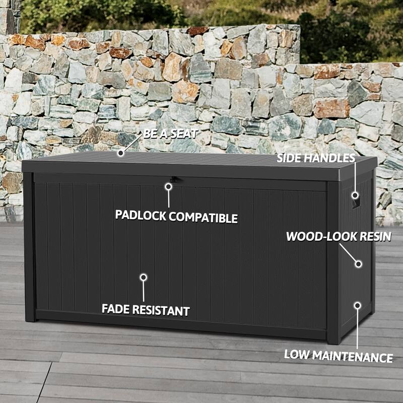 120 Gallon Water Resistant Plastic Deck Storage Container Box