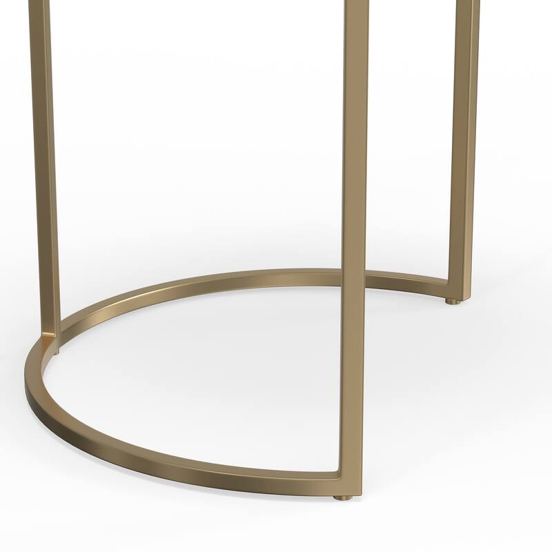 WYNDENHALL Oakdale Contemporary 18 inch Wide Metal Nesting table in Antique Nickel, Antique Copper, Fully Assembled