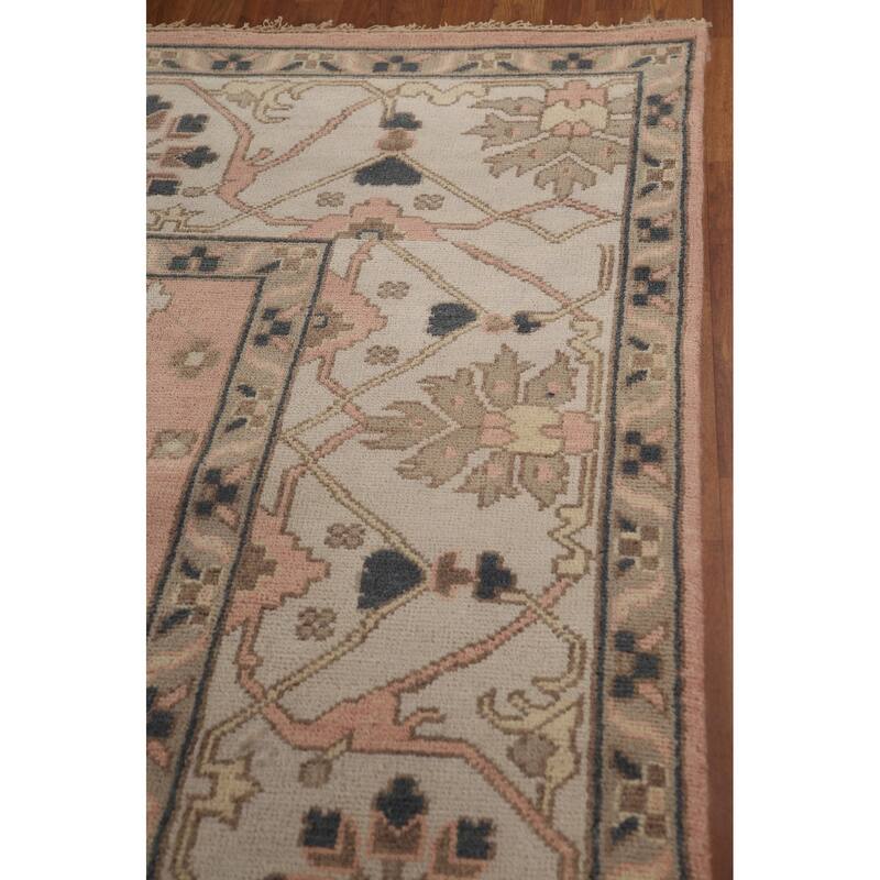 Pink Oushak Oriental Large Rug Hand-Knotted Wool Carpet - 10'0"x 13'10"