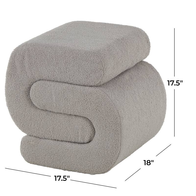White, Gray or Copper Polyester S- Shaped Room Ottoman with Connected Arches