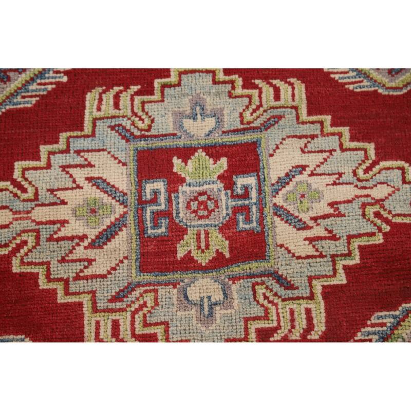 Red Kazak Area Rug Hand-Knotted Traditional Wool Carpet - 5'1" x 6'5"