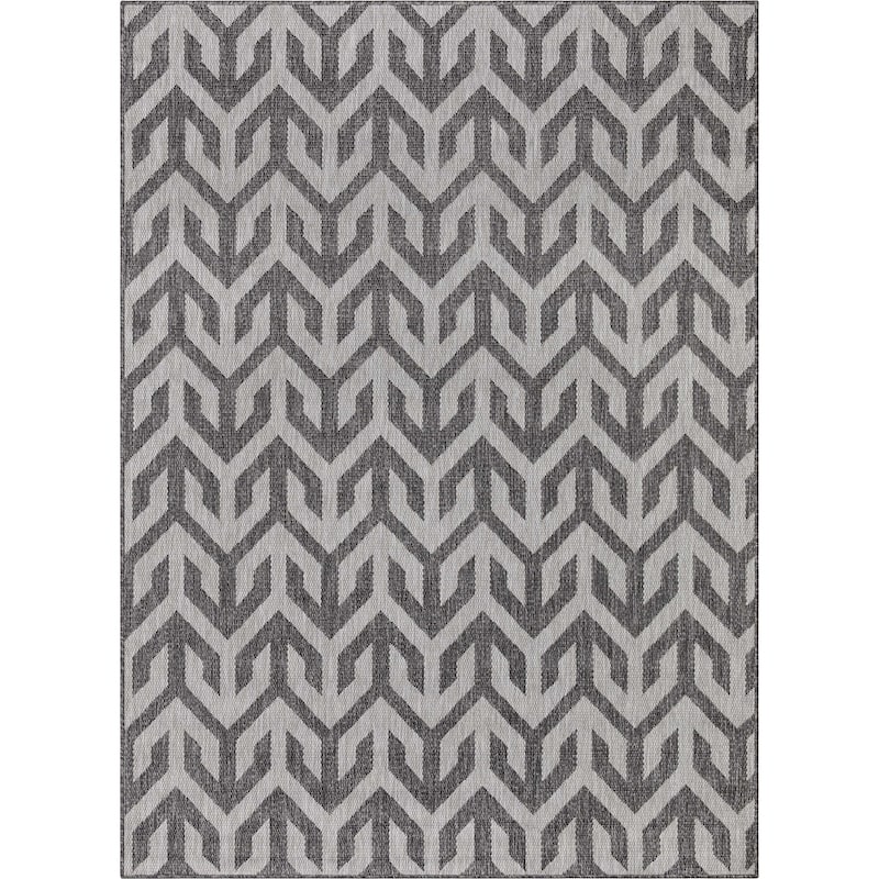 Well Woven Medusa Atlantis Indoor Outdoor Modern Area Rug - Grey - 5'3" x 7'3"
