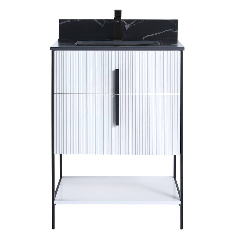 Fine Fixtures Serenity Modern Bathroom Vanity with Black Sintered Stone Top