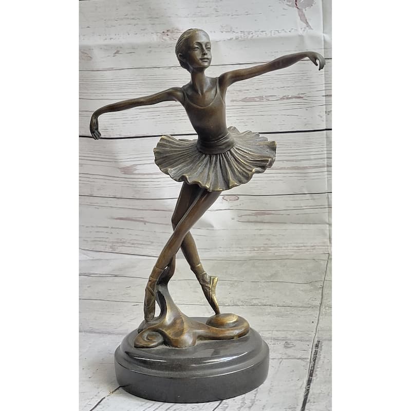 10 Inches Tall Lady Ballerina Ballet Bronze Sculpture Statue Art Nouveau Black Swan