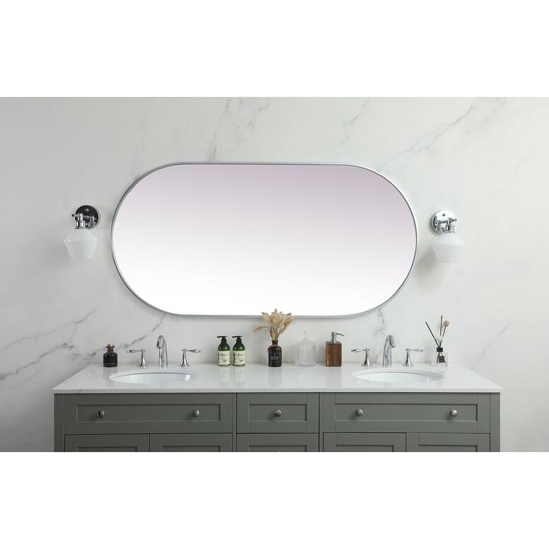 Indigo Home Metal Frame Oval Mirror 30x60 Inch