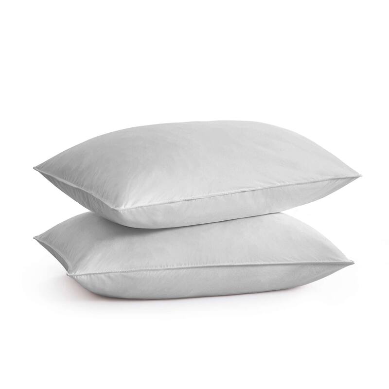 Premium Goose Feather Bed Pillows with 100% Cotton Cover Set of 2