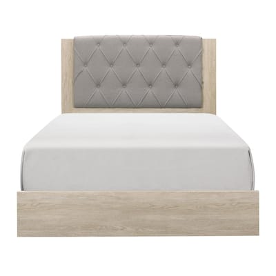 Frederic Cream Gray Fabric Upholstered Tufted Panel Bed