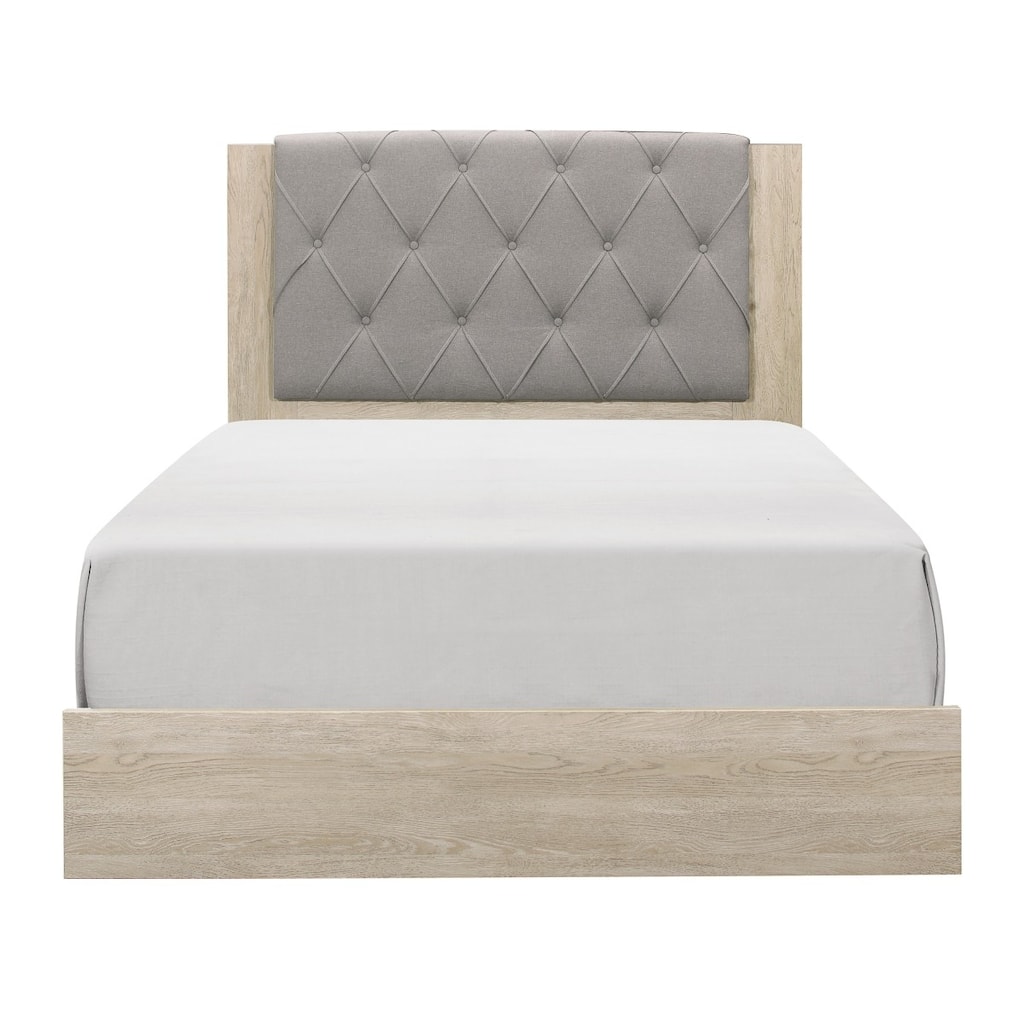 Frederic Cream Gray Fabric Upholstered Tufted Panel Bed