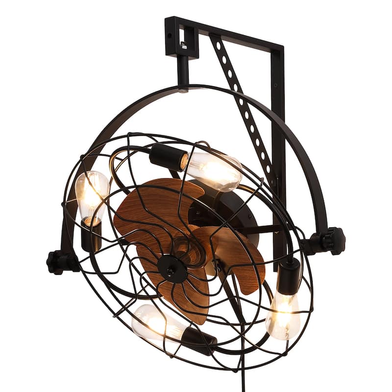 20" Fansconce Indoor/Outdoor Wall Mount Ceiling Fan with Lights and Remote, Industrial Ceiling Fan for Patio Garage