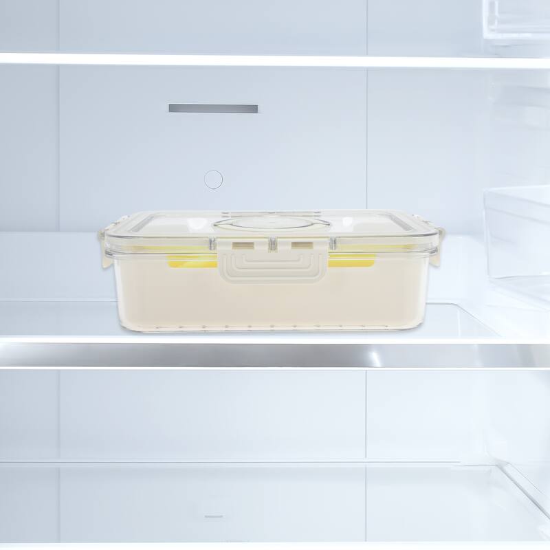 Rectangle Fridge Food Storage Containers 3 Compartment White Transparent 1 Set - White Transparent - White Transparent