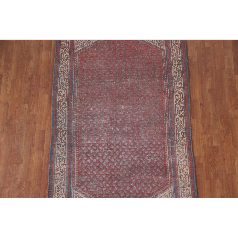 Hand Knotted Oriental 100% Wool Carpet Traditional All-Over Red Botemir Area Rug - 6' 5'' X 4' 1''