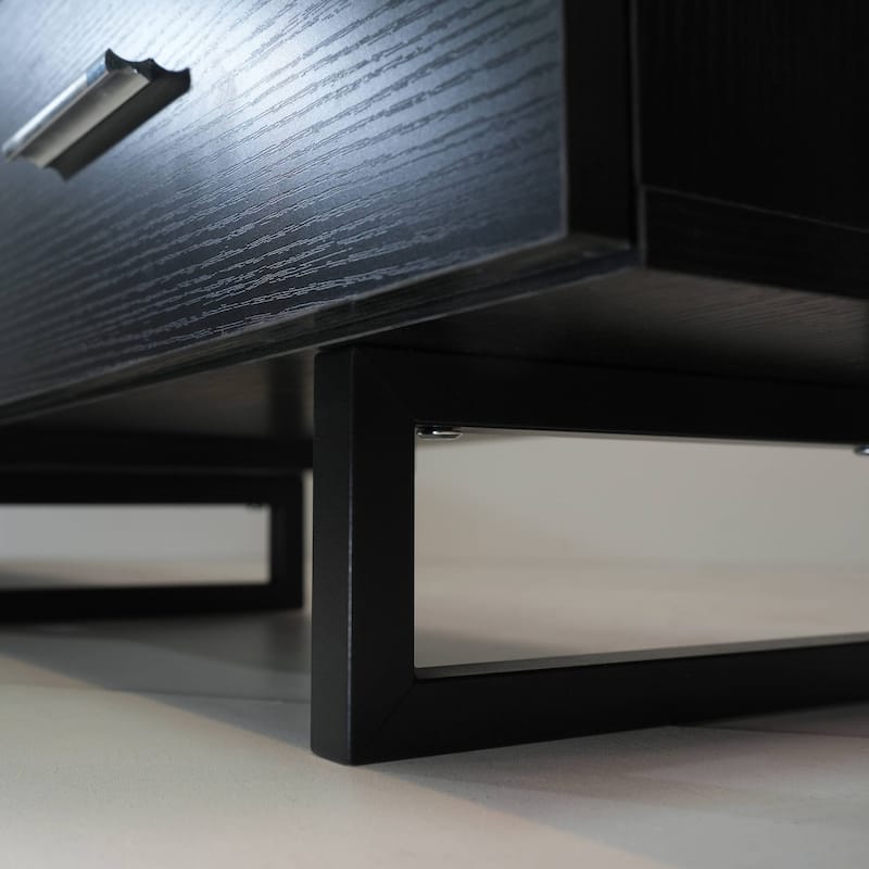 Avery 55-inch 2-Drawer 4-Shelf TV Stand in Steel