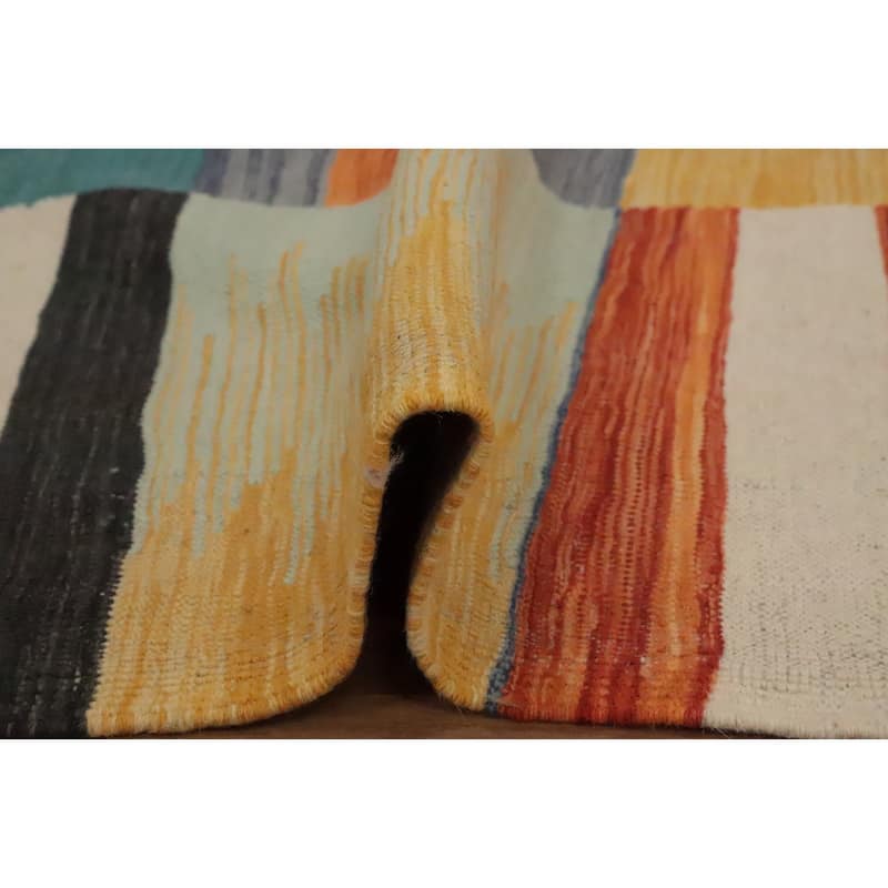 Hand Woven Oriental 100% Wool Carpet Southwestern Modern Multi-Colored Kilim Area Rug - 6' 5'' X 5' 0''