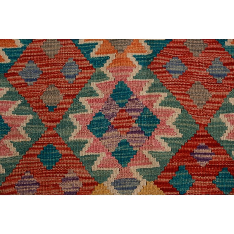 Reversible Kilim Oriental Area Rug Flatweave Geometric Wool Carpet - 9'11"x 13'0"