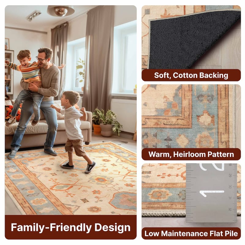 Well Woven Ushak Fethiye Vintage Medallion Pastel Flat-Weave Area Rug