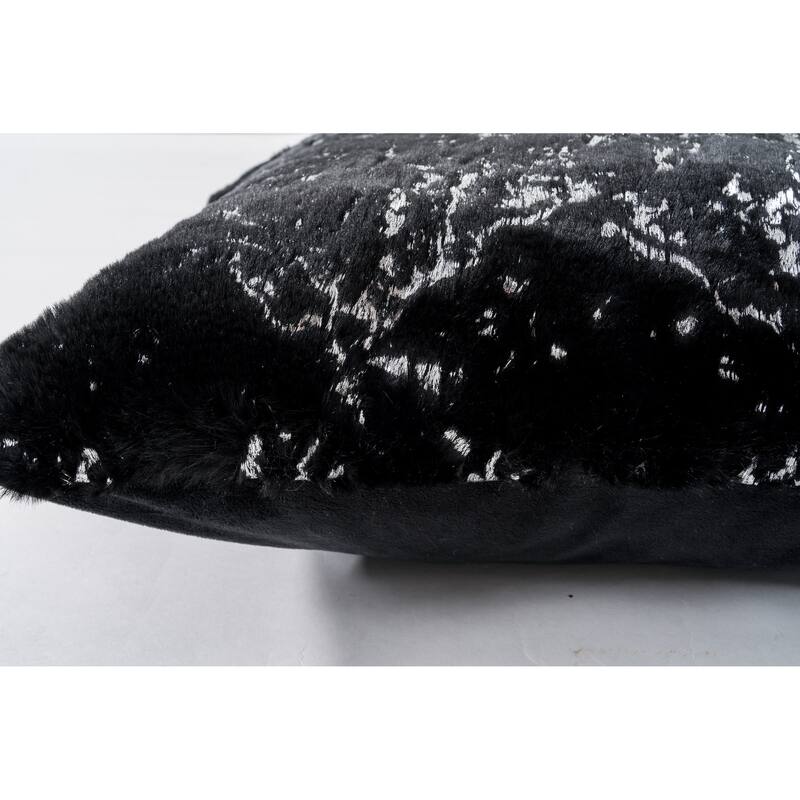 Chryso Collection Faux Fur Pillow with Foil Accents
