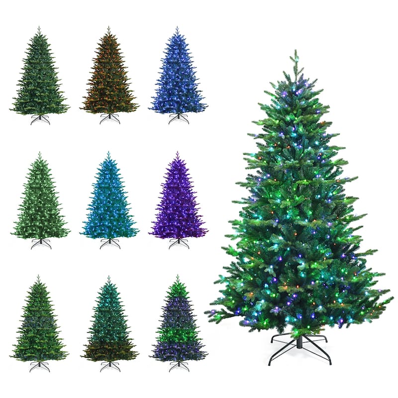 Gymax 6/7/8 FT Pre-lit Artificial Christmas Tree w/ APP Control & 15