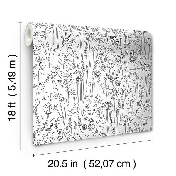 Disney Alice in Wonderland Black Garden Peel and Stick Wallpaper by RoomMates