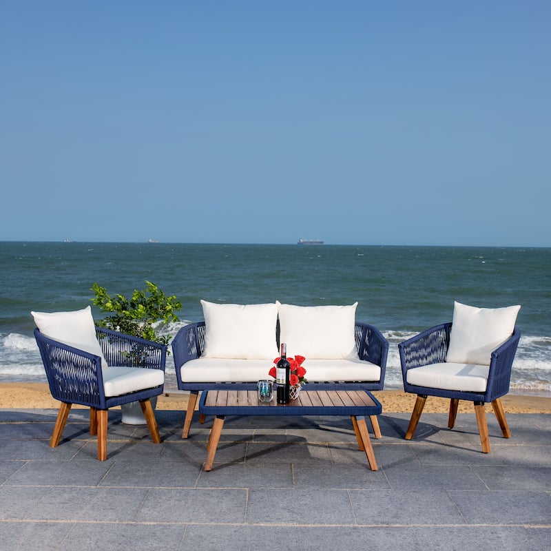 SAFAVIEH Outdoor Erinka 4-Piece Living Set - 55W x 30D x 28H