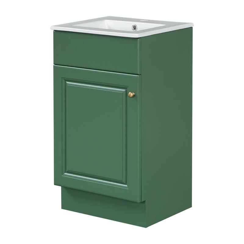 18" Bathroom Vanity with Sink, Vanity Cabinet with Door Shelf and Adjustable Shelf