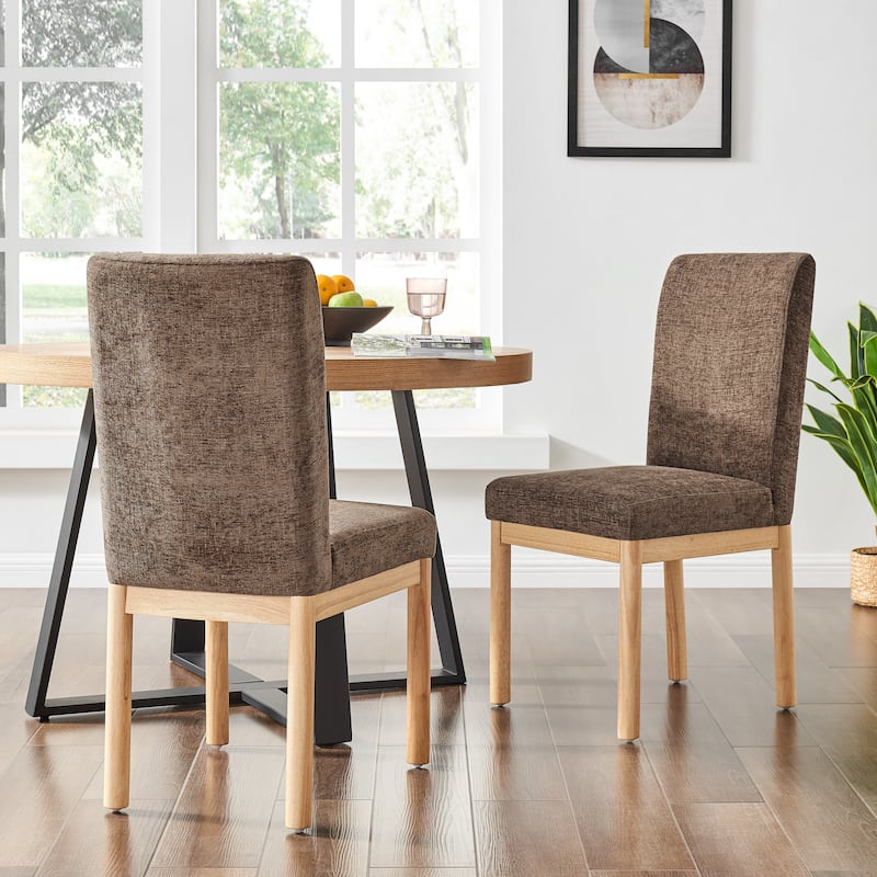 NPD Furniture Bloomfield Chenille Low-Back / High-Back Dining Side Chair (Set of 2) - High Back - Santana Dark Brown