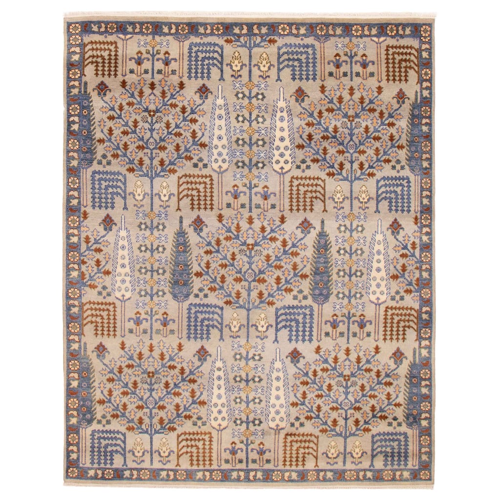 ECARPETGALLERY Hand-knotted Jules Serapi Light Grey Wool Rug - 7'11 x 10'1