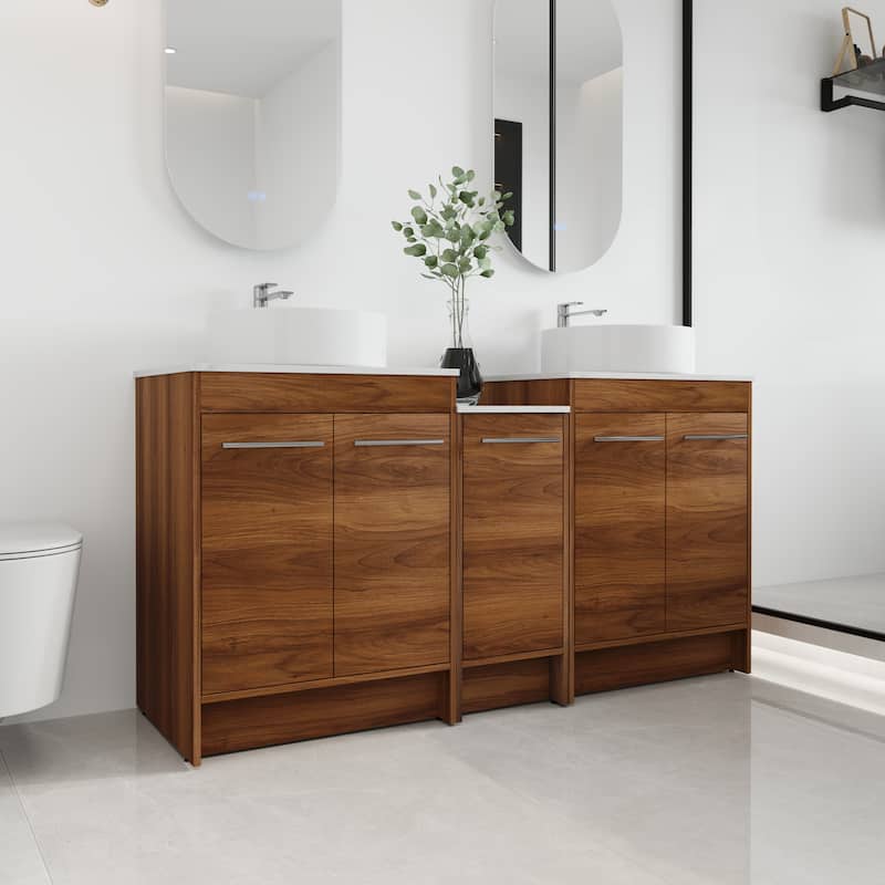 Malwee 24"/36"/48"/60" FreeStanding Bathroom Vanity, Floor Stand Bathroom Vanity with Ceramic Sink,Soft Close Door and Shelf