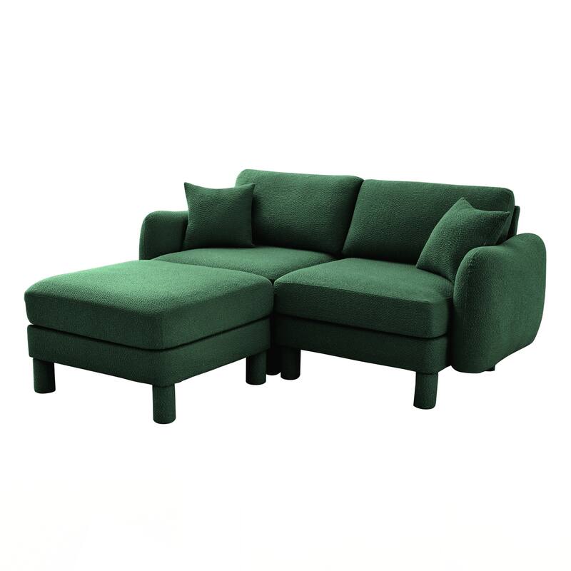 2-seater Loveseat Sofa Couch With Distinctive Shell-shaped Armrests And Removable Ottoman