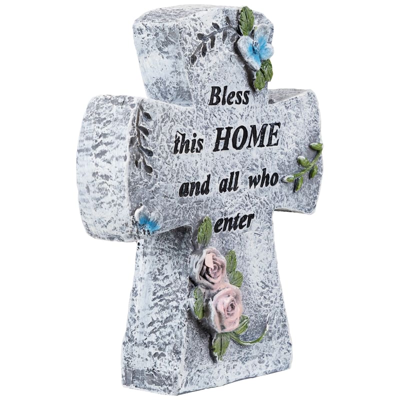 Bless This Home and All Who Enter Cross Statue - 6.75"