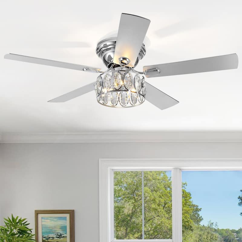 52" Flushmount Ceiling Fan with Lights Remote, Farmhouse Fandelier 5 Blade