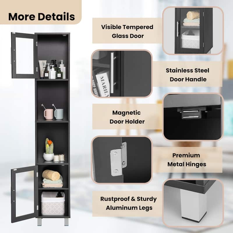 71'' Tall Tower Bathroom Storage Cabinet Organizer Display Shelves