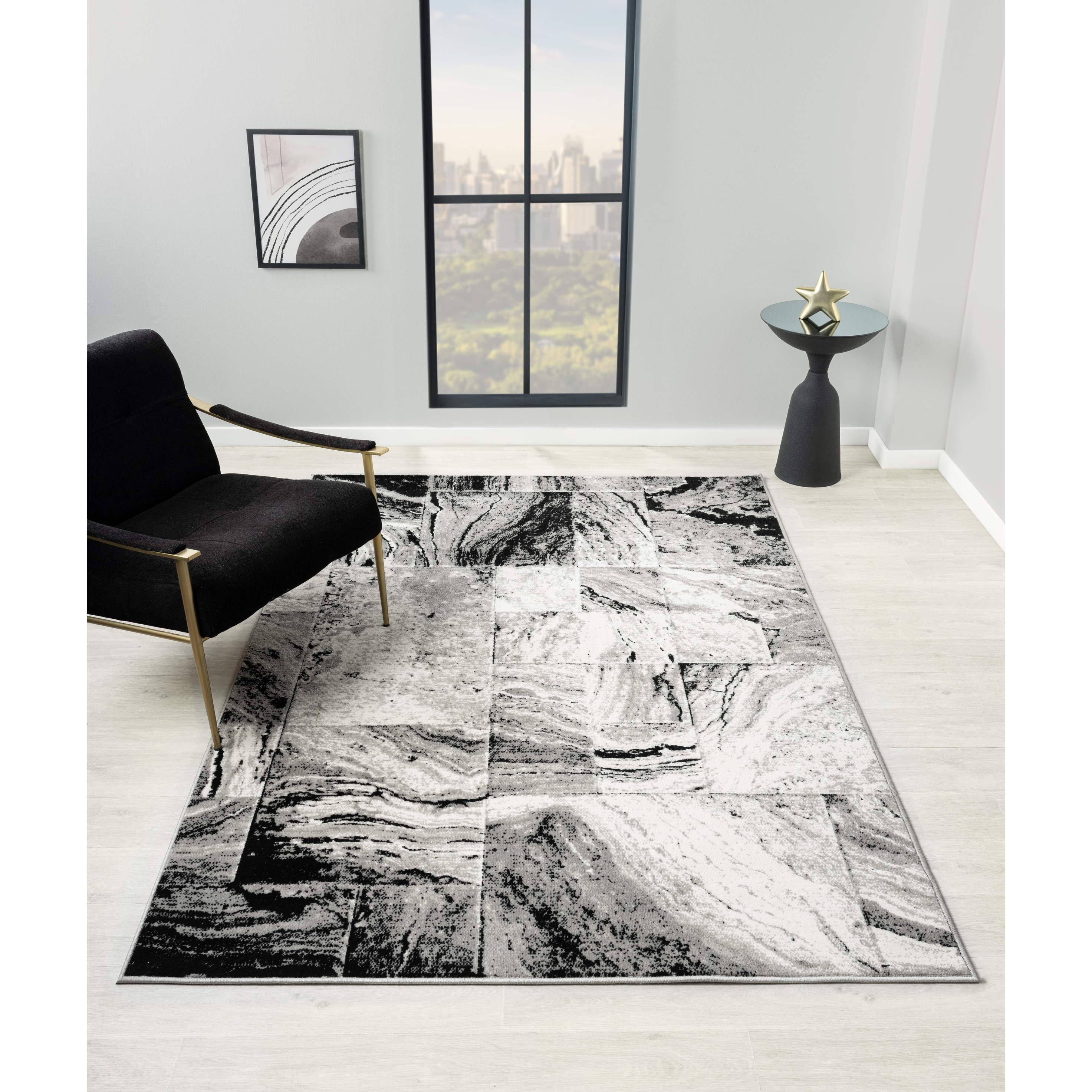 MDA Rugs Kimberly Collection Dark Grey Abstract Square Area Rug