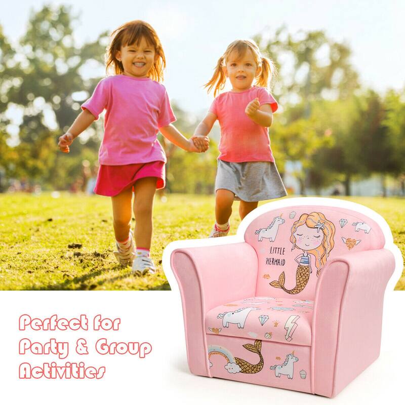 Gymax Kids Mermaid Sofa Children Armrest Couch Upholstered Chair - See Details