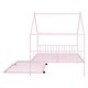 preview thumbnail 32 of 62, Twin/Full Size Metal Platform Bed Frame with Twin Size Trundle, Kids House Bed with Headboard and Footboard