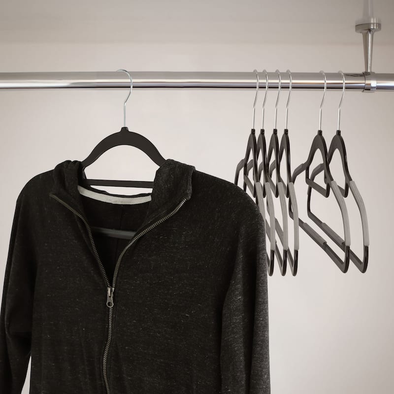 Elama Home 50 Piece Plastic Non Slip Hanger in Black and Gray