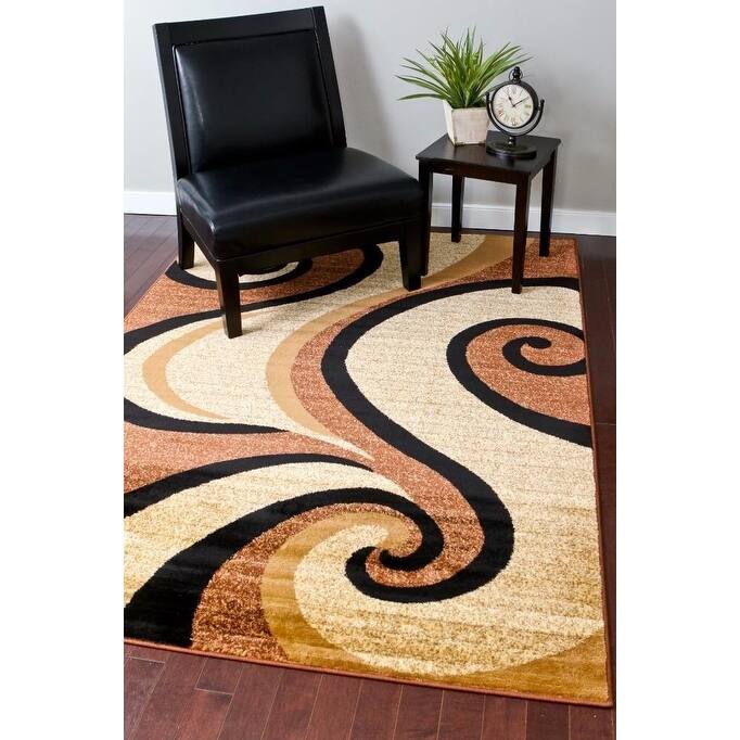 Persian Rugs Modern Trendz Collection Red/ Black Rug (5'2 x 7'2) 5'2