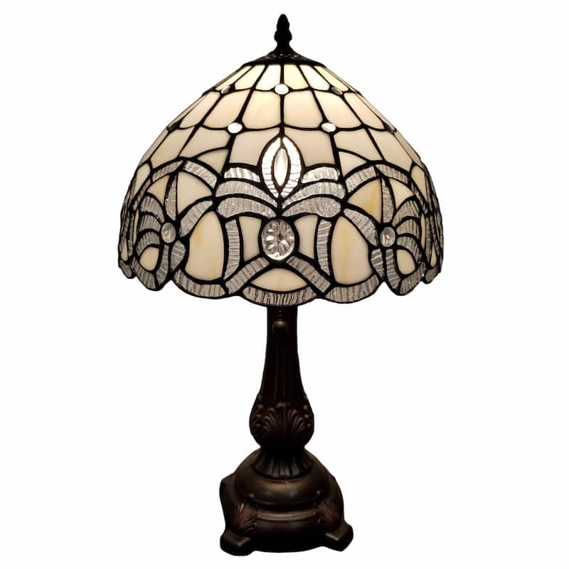 HomeRoots 19" Dark Brown Metal Candlestick Table Lamp With White Dome Shade - 17' X '19' X '12