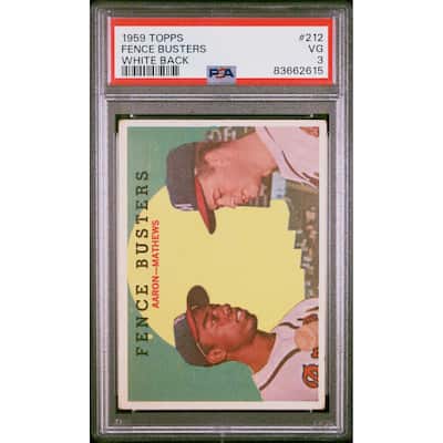 Hank Aaron Eddie Mathews 1959 Topps White Back Fence Busters Card #212 PSA 3 - 8'6" x 11'6"