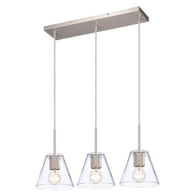 3-light 23-inch Light w/ Clear Glass Pendant Shades